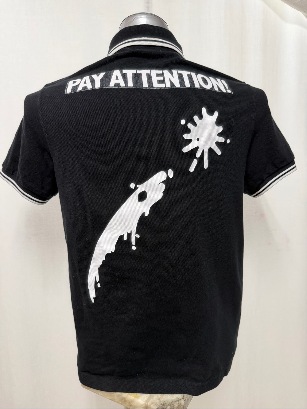 Fred Perry x Bamy Bubbles Black Polo Shirt Paint Graphic Men’s 42 M. 1758.